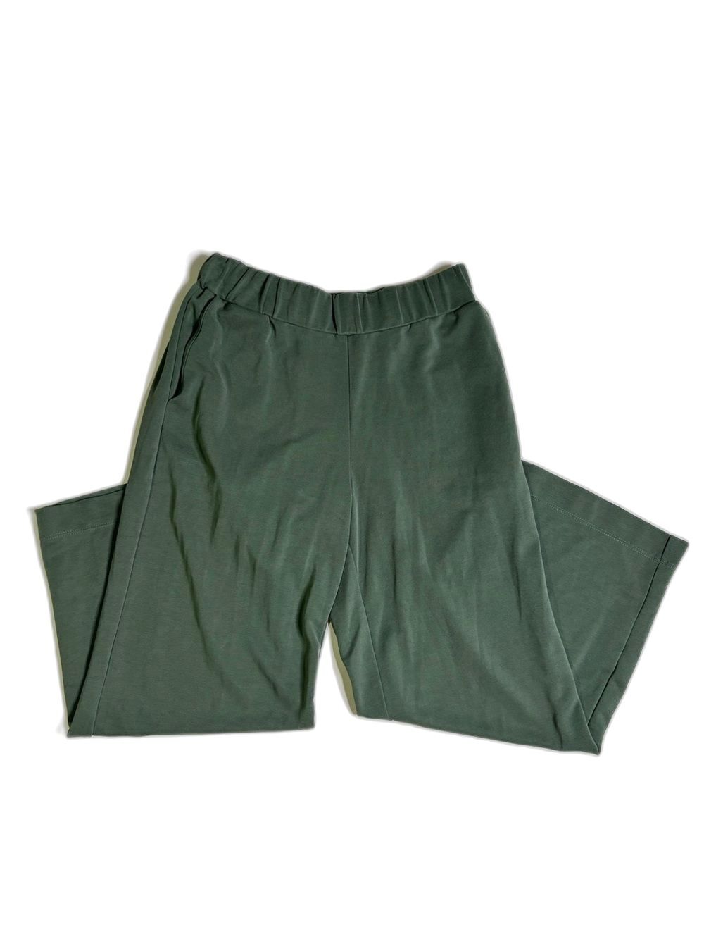 Ultra soft Relaxed Wide Leg Pants in Light Moss Green | XSmall
